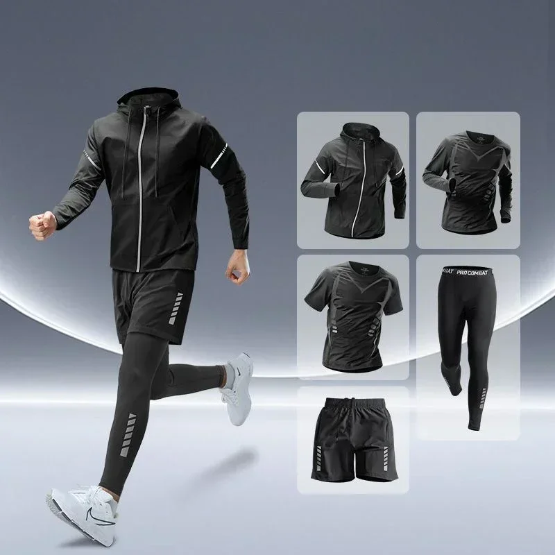 Running Gear Autumn - Herren Fitness-Laufset Enganliegende Schnelltrocknende Kleidung für