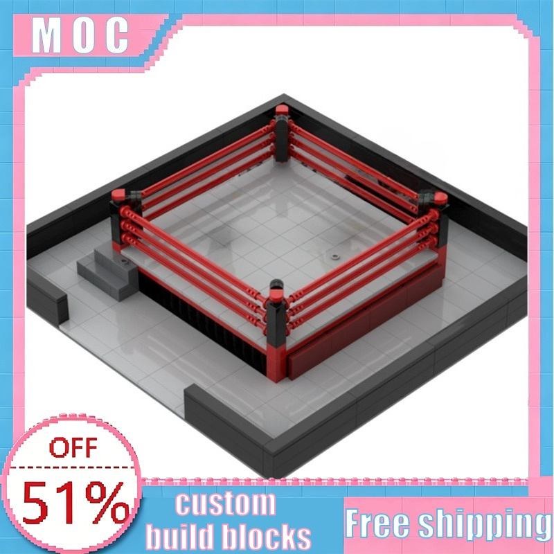 Blister Plaster Sport - 466-teiliger Professioneller Wrestling-Ring in Rot, Marken-MOC-Sportarena-Bausteine-Modell,