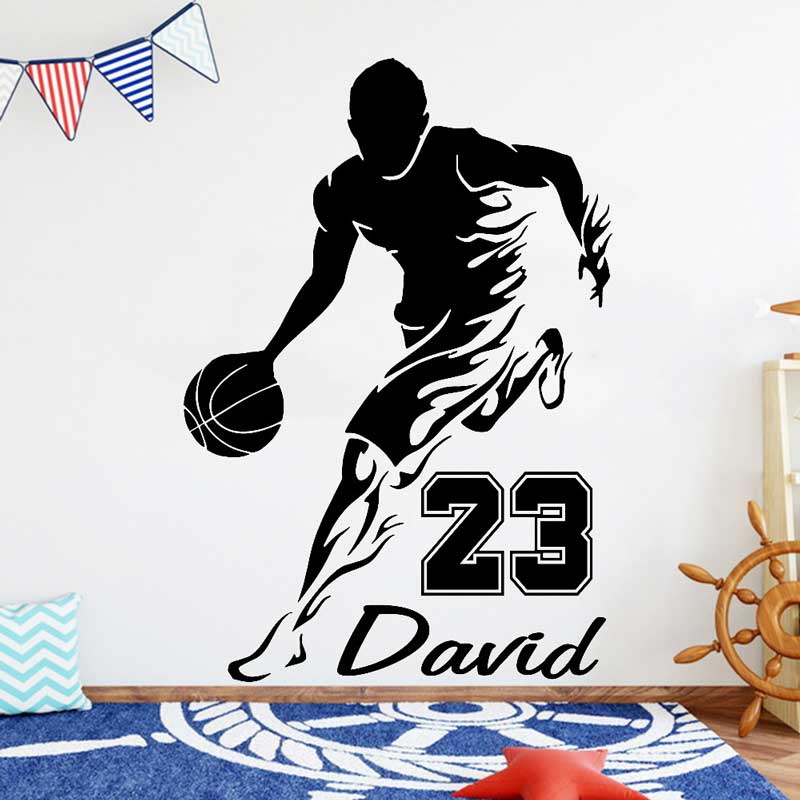 Blister Plaster Sport - Custom Name Basketball Player Wand Aufkleber